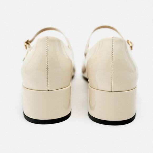 ZARA Off-White Block Heel Mary Janes NWT - Picture 13 of 14